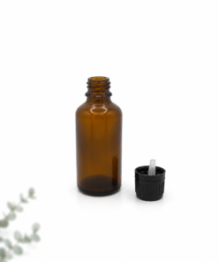 Botella de Cristal Ámbar 50 ml con Tapón Cuentagotas